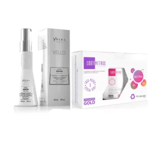 Combo Fortalecimento Capilar - Soro Vital Vello + Kit 100Timetros - 90 Capsulas